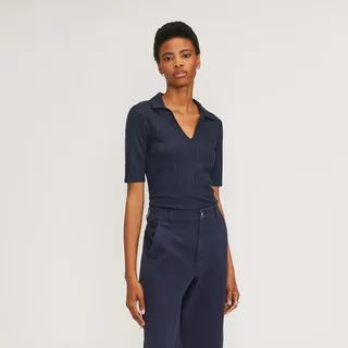 The Rib Soft Knit Open Collar Polo