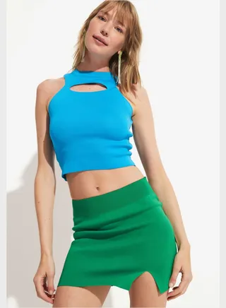 Slit Detail High Waist Skirt