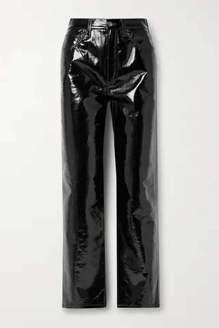 AGOLDE - '90s Pinch Waist Recycled Patent Leather-blend Straight-leg Pants - Black