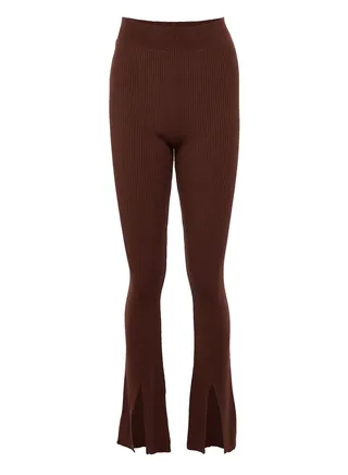 Slit Hem High Waist Pants