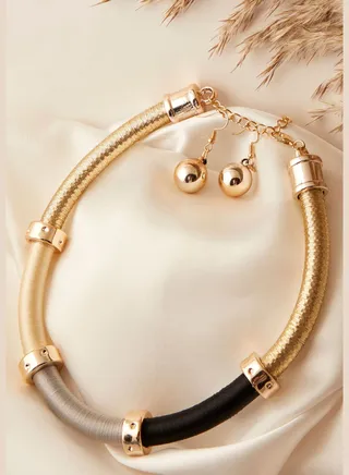 Gold Plated Designer Necklace and Earring Set