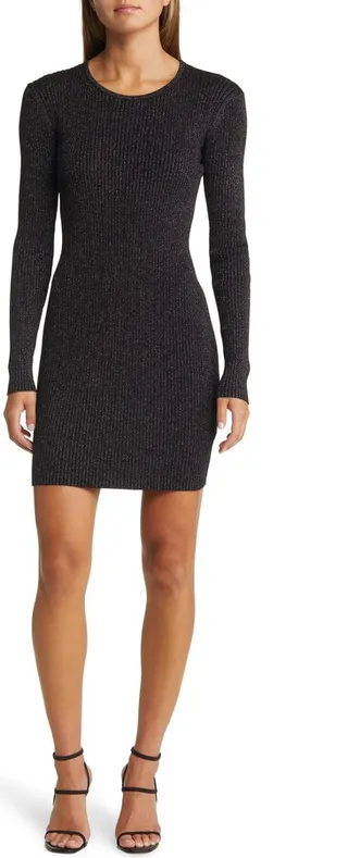 Sparkle Long Sleeve Sweater Minidress