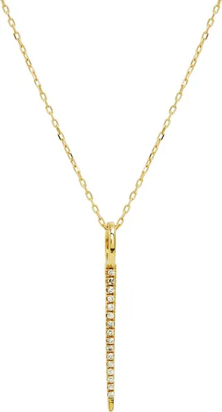 14K Gold Diamond Bar Pendant Necklace - 0.03 ctw