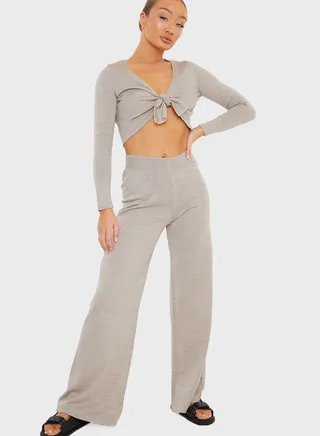Knot Front Knitted Crop Top