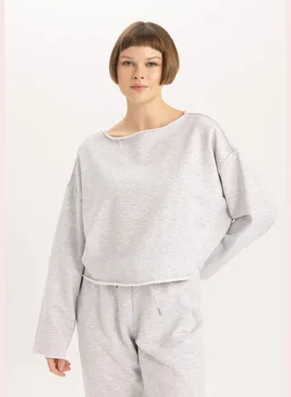 Woman Crew Neck Long Sleeve Homewear Knitted Tops