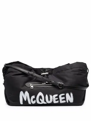 Graffiti Logo-Print Shoulder Bag