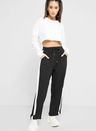 High Waist Contrast Side Stripe Pants