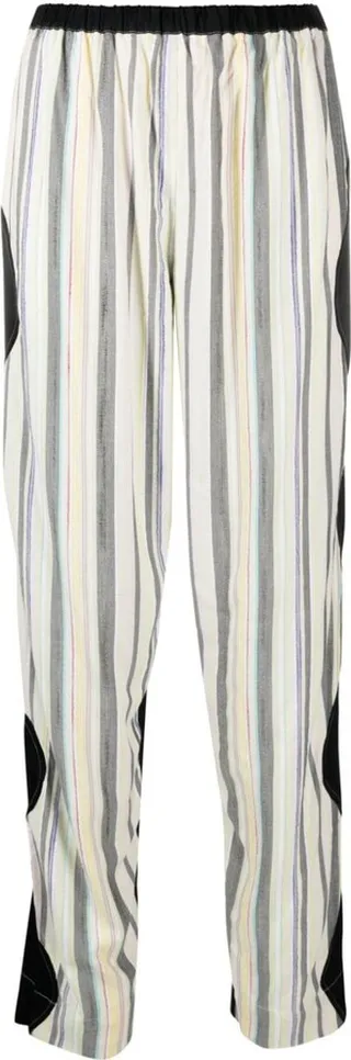 Mix Slub straight-leg trousers
