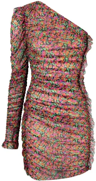 Single-Sleeve Asymmetric Mini Dress
