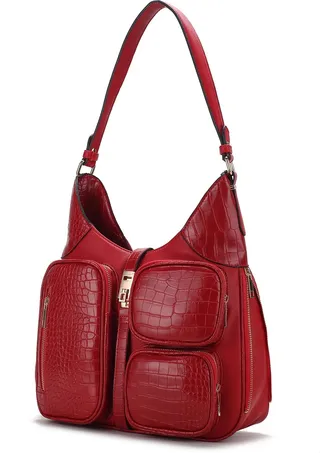 Daphne Crocodile-embossed Vegan Leather Shoulder