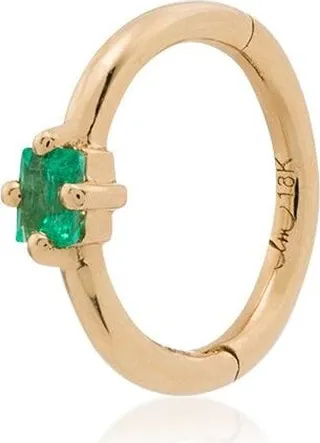 18kt Yellow Gold Emerald Single Hoop Earring