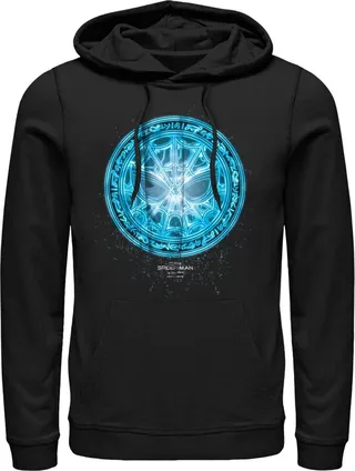 Men's Marvel Spider-Man: No Way Home Blue Spidey Rune Pull Over Hoodie - Black - Medium