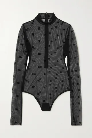 Givenchy - Flocked Tulle Bodysuit - Black