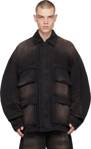 We11done Black Faded Denim Jacket