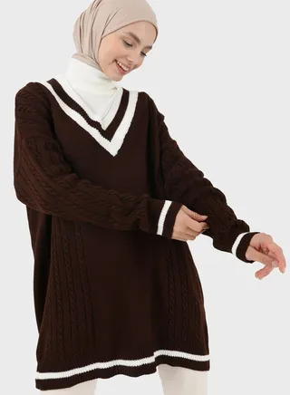 V-Neck Striped Sweater