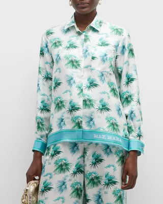 Svago Printed Button Down Silk Top