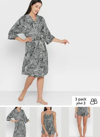 3 Piece Printed Night Set