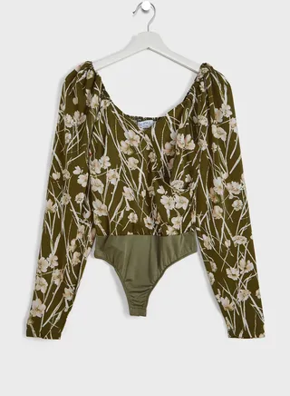 Puff Sleeve Printed Crop Top