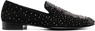 Crystal-Embellished Leather Loafers