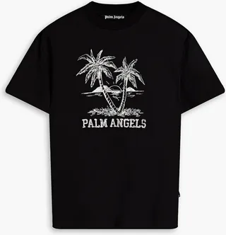 Embroidered cotton-jersey T-shirt