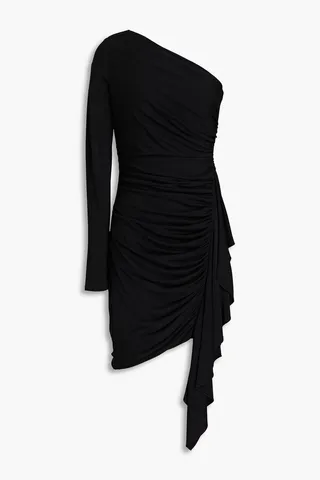 One-shoulder ruched jersey dress