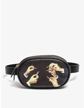 Black Wears Toiletpaper Lipstick Faux-leather Belt bag