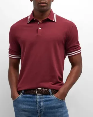 Men's Stripe Trim Polo Shirt