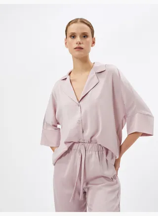 Classic Neck Button Detail Satin Pyjama Top