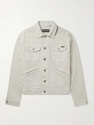 Garment-Dyed Denim Trucker Jacket