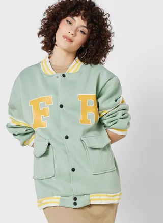 Varsity Print Detail Jacket