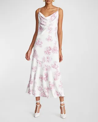 Sonny Cowl-Neck Floral-Print Midi Dress