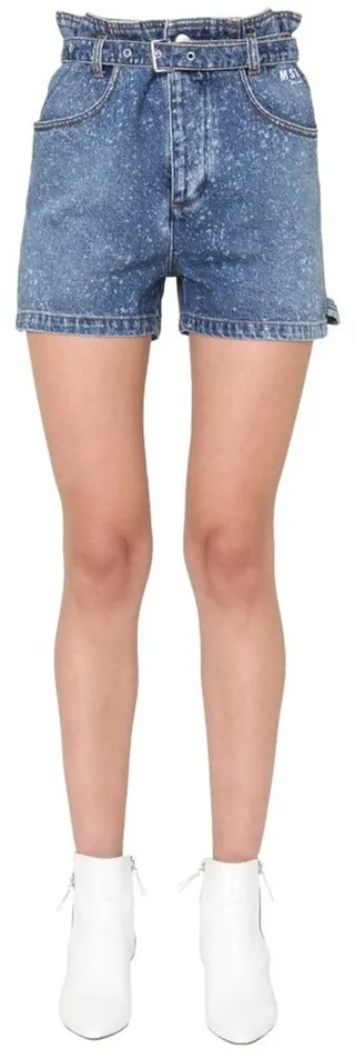 MSGM Paint-Splatter Printed Denim Shorts