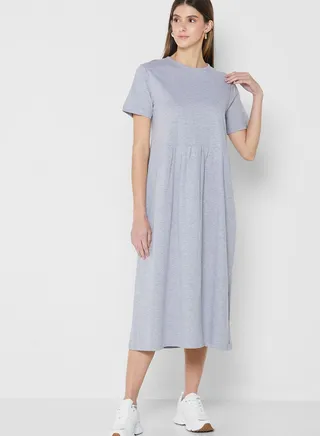 Pleated T-Shirt Midi Dress