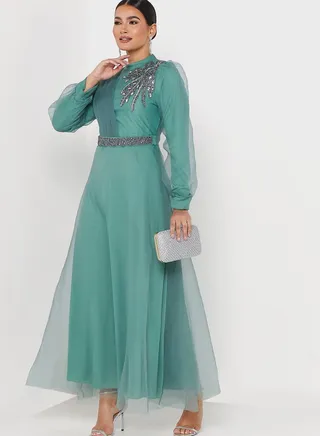 Embellished Detail Tulle Dress