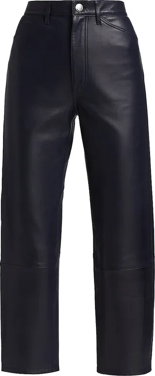 Straight-Leg Leather Pants
