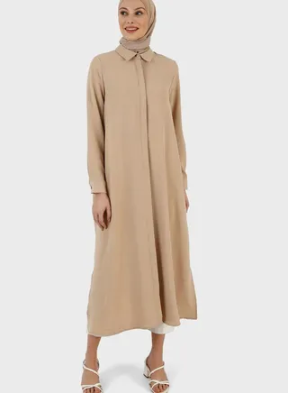 Side Slit Button Down Shirt Dress