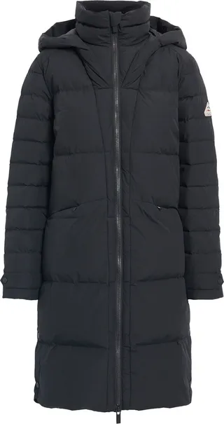 Quilted shell hooded down coat