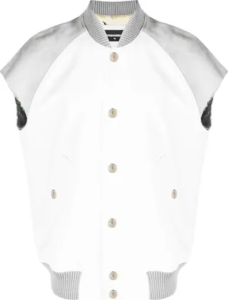 Panelled Short-Sleeved Bomber Jacket