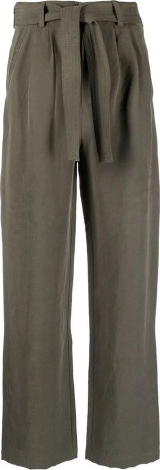 Tie-Waist Straight-Leg Trousers