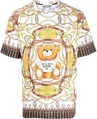 chain-link print short-sleeve T-shirt