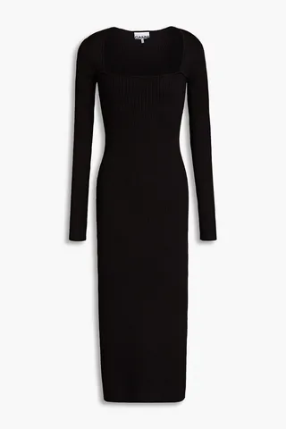 Ribbed-knit midi dress