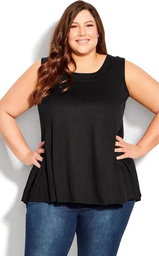AVENUE | Women's Plus Size Fit N Flare Tank - black - 18W