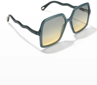 Wavy Rectangle Acetate Sunglasses