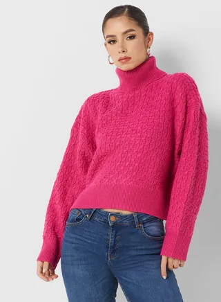 Turtle Neck Cable Knitted Sweater