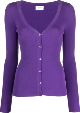 ribbed-knit V-neck cardigan