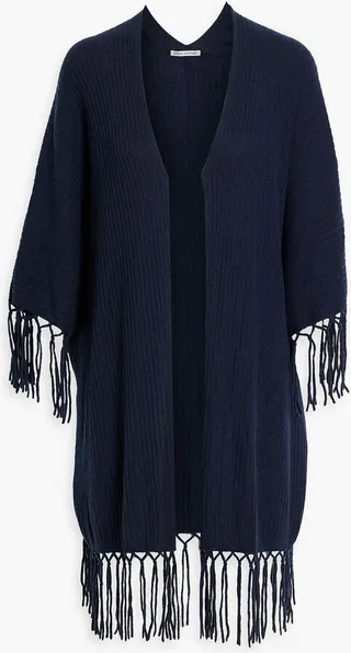 Fringed ribbed cashmere cardigan