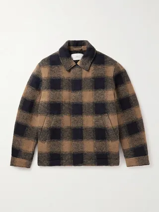 Checked Padded Wool-Blend Blouson Jacket