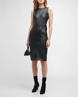Leather-Like Short Fitted Combo Dress