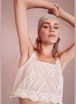 Woman Slim Fit Square Neck Sleeveless Tricot Vest