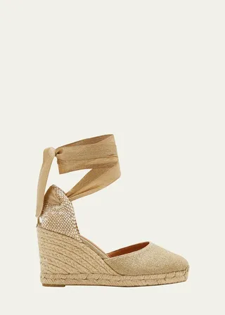 Carina Linen Wedge Espadrille Sandals